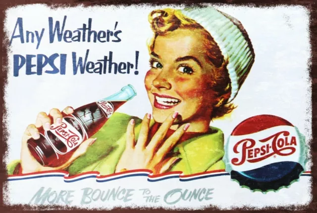 Pepsi Cola Drink Advert Vintage Retro Style Metal Sign, cafe, bar, pub