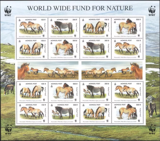 Mongolia 2000 WWF/Przewalskis Horses/Nature/Wildlife/Conservation 16v sht b6548g