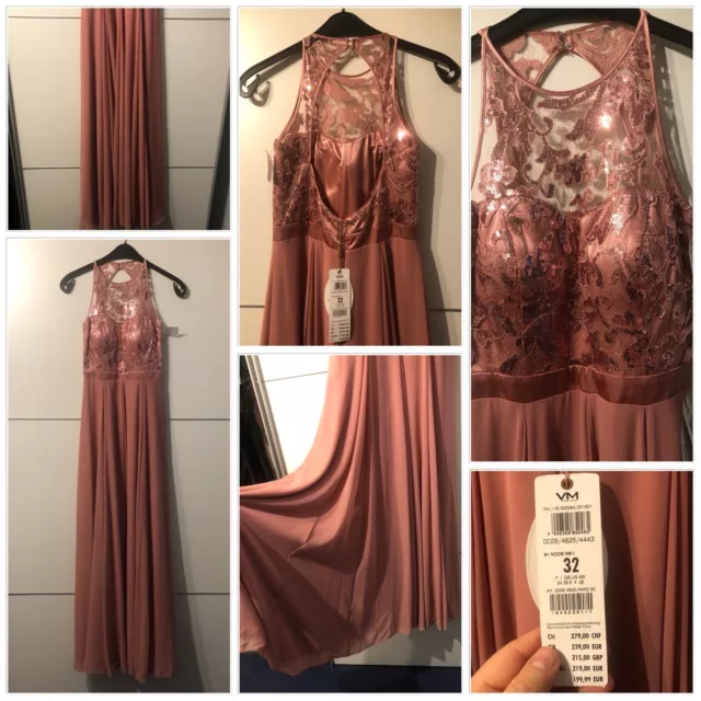 Rose farbenes Ballkleid / Abendkleod Größe 32 -neu & Ungetragen-