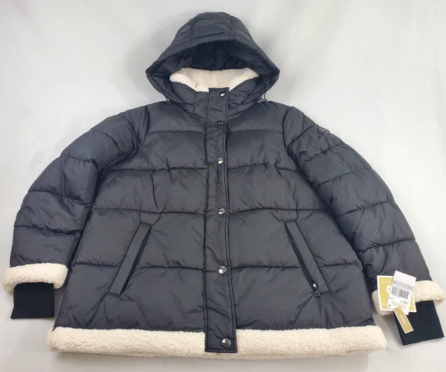 Nuovo Michael Kors Donna Cappotto Trapuntato Buffer M465513Q74 Cappuccio Nero 1X