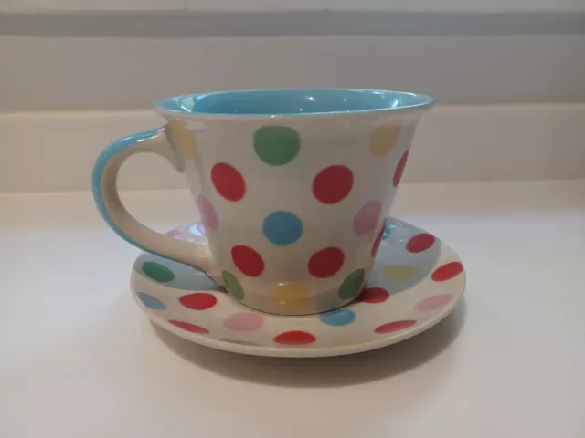 Whittard Of Chelsea Handpainted Large Polka Dot Cup And Saucer Excellent Cond.