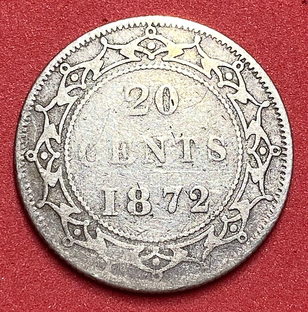 1872 H Newfoundland 20 Twenty Cents Coin - VICTORIA - Silver - FFF