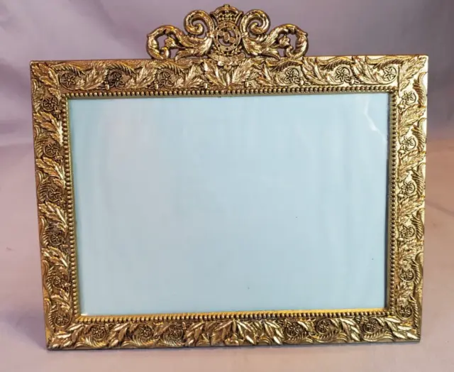 Philip Whitney LTD Gold Plated Picture Frame 5x7 Photo Horizontal Easel Ornate