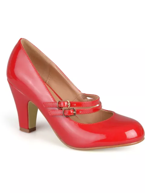 JOURNEE COLLECTION Womens Red Mary Jane Wendy-09 Round Toe Block Heel Pumps 6 M