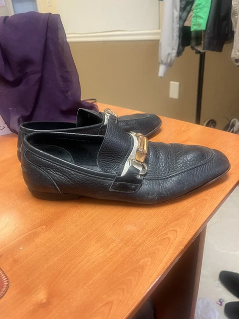 GUCCI BAMBOO BIT Blue Leather Loafers Driving Shoes Mens UK  display picture 1