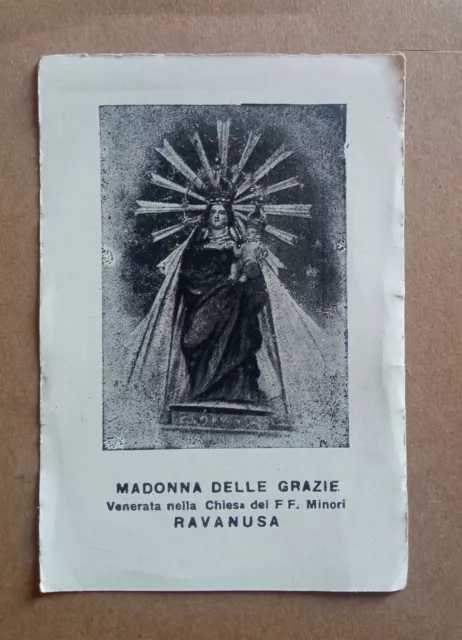 Santino Holy Card Madonna delle Grazie - Ravanusa