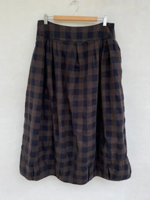 🔹🔹 Cabbages & Roses Wool Cotton Check Print Bubble Balloon Midi Skirt Size 14