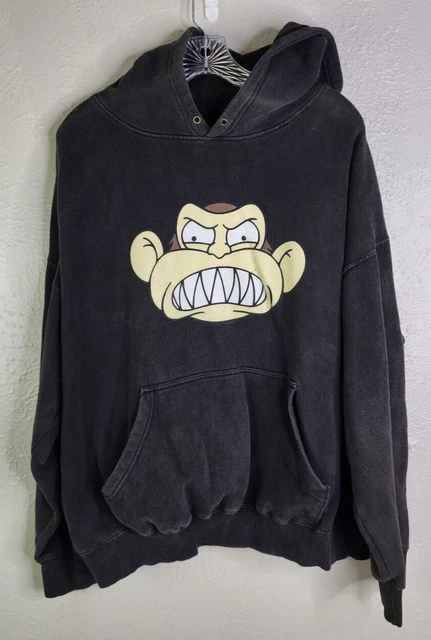 vtg family guy evil monkey y2k black faded hooded sweatshirt xl front pockets vtg family guy evil monkey y2k black faded hooded sweatshirt xl front pockets