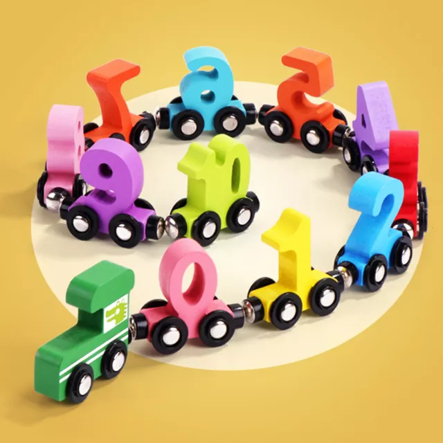 Wooden Engine Train Cars Early Educational Aids No Toxic Smooth for Boys Girls