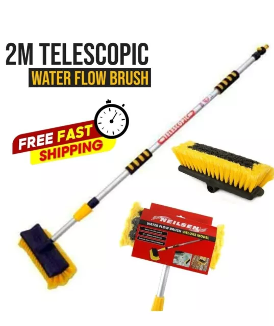 2m Telescopic Hose Water Fed Caravan Boat Car Van Bus Window Wash Brush Cleaner