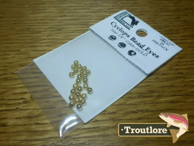 24 PIECES BRASS BEAD HEADS GOLD 1/8" 3.2mm HARELINE - NEW FLY TYING MATERIALS