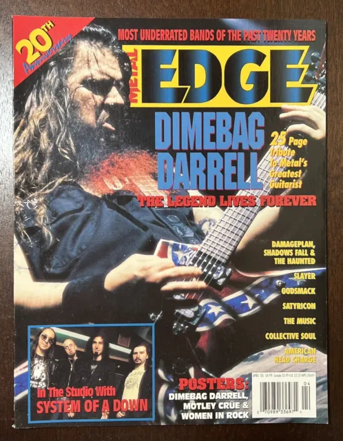 Metal Edge Vintage Magazine Dimebag Darrell Cover April 2005 Missing Poster