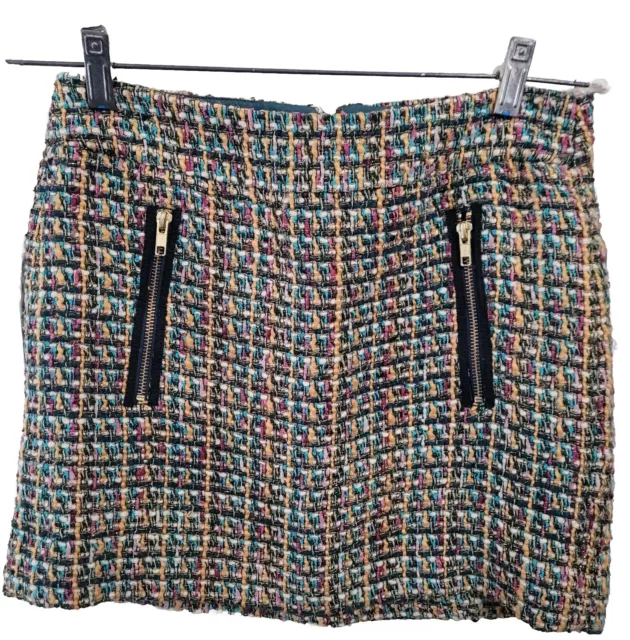 J Crew Women A Line Mini Skirt Size 2 Wool Blend plaid green