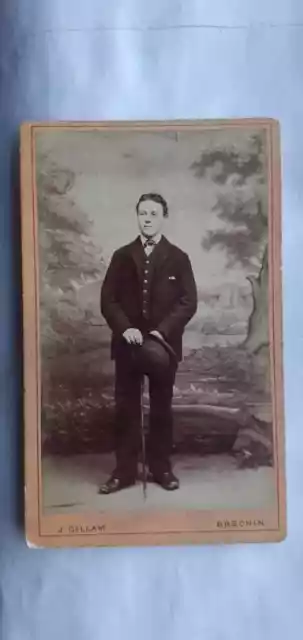 Antique cabinet card CDV A man from Brechin 1880s Railway Station J Gillam