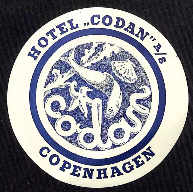 Hotel Codan Copenhagen Luggage Label Vintage 5" dia. NOS VGC Scarce