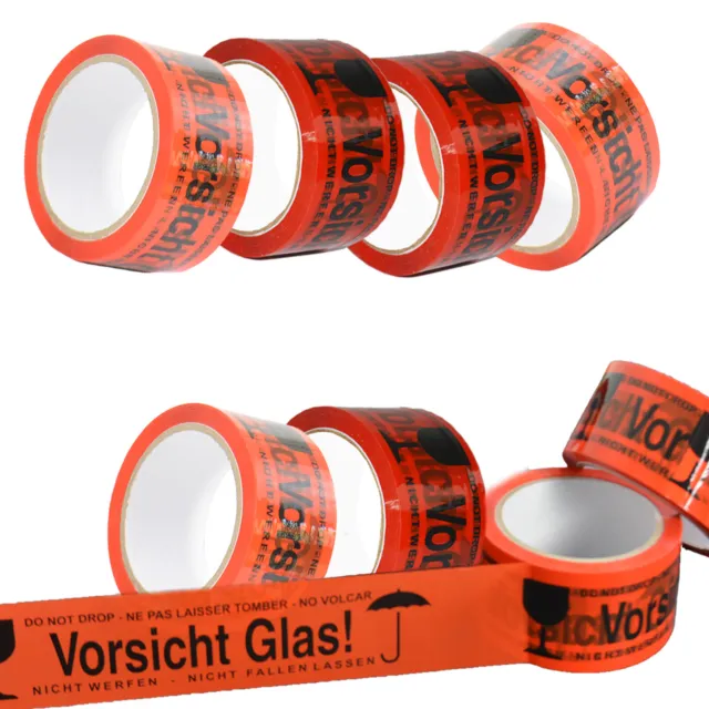 6-360x 66m Klebeband Vorsicht Glas! Hinweis Rollen Band Paketklebeband Paketband