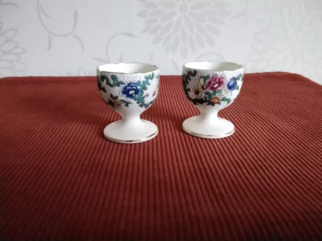 2 vintage Royal Cauldon Victoria Egg Cups like Booths Flora Dora floradora 3