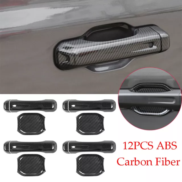 Carbon Fiber Side Door Handle &Bowl Trim For Jeep Wrangler JL JT Gladiator 2018+