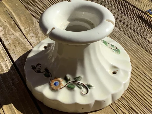 Vintage Art Deco Floral Porcelain 1 Socket Ceiling Wall Light Fixture