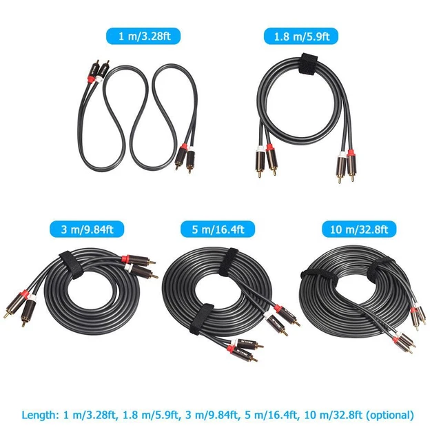 2RCA to 2 RCA Male to Male Gold-Plated Audio Cable for Home Theater DVD TV 2