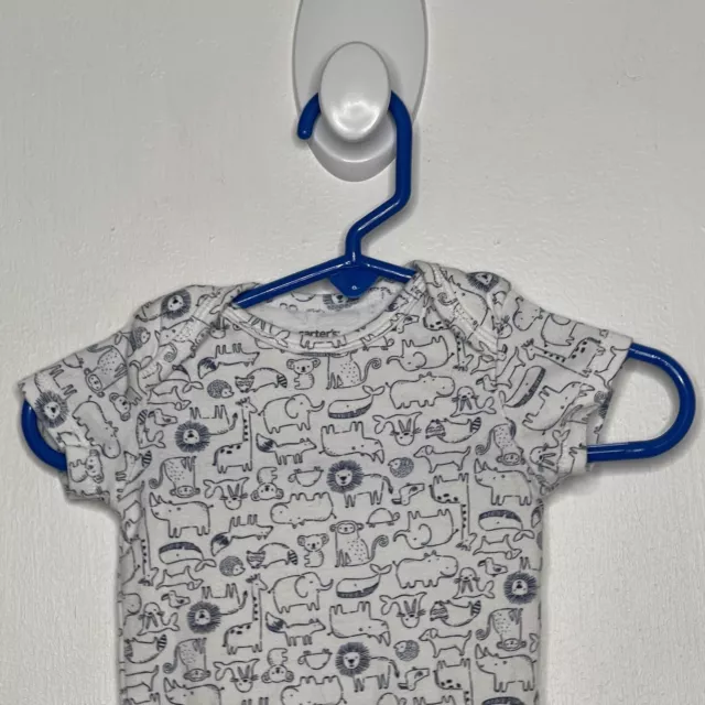 Carters One piece bodysuit baby boys Size 9 Months White Animals Short Sleeve 2