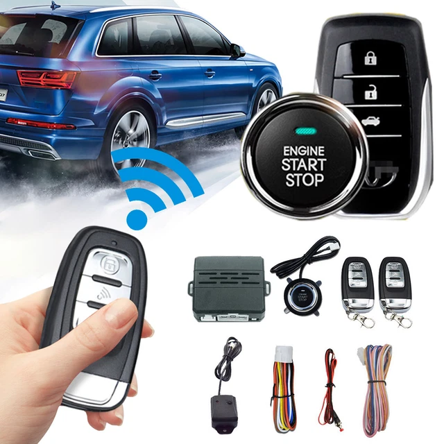 Car Keyless Entry System Engine Start Ignition Security Alarm W/ 2 Remote Kits18