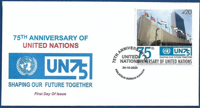 PAKISTAN 2020 FDC FIRST DAY COVER MNH 75th ANNIVERSARY OF UNITED NATIONS FLAG