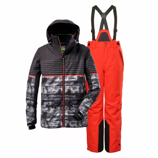 Killtec Skianzug Kinder Jungen Schwarz Rot Skijacke + Skihose Gr 116-176