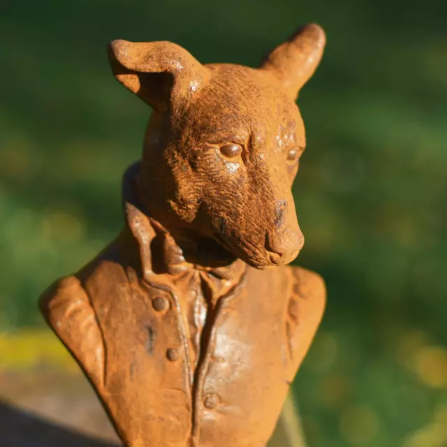 Aristocrat Dog Head Bust Garden Sculpture - Cast Iron Outdoor Ornament