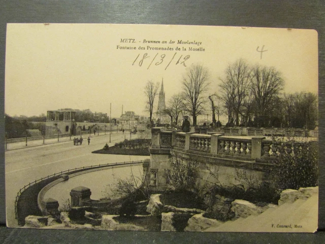 cpa 57 metz fountain of promenades de la moselle