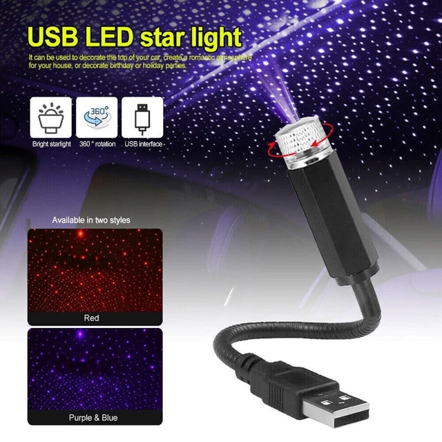 Car Interior Roof USB LED Star Light Atmosphere Starry Sky Night Projector  Lamp