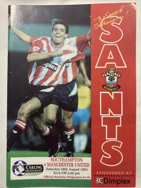 SOUTHAMPTON v MANCHESTER UNITED August 1993 Football Programme Double Season