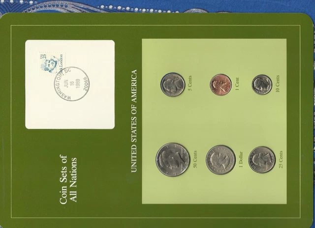 Coin Sets of All Nations United States w/card 1979-1988 5,25 Cent 1988 UNC