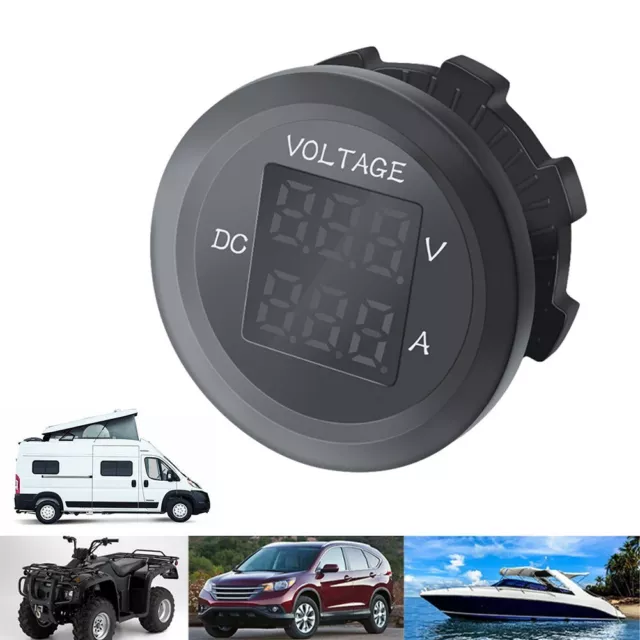 Voltmètre Testeur, Moto Voiture Voltmètre,12V avec panneau d'affichage  numérique à LED, pour Bateau Marine Les Véhicules, Moto, Voiture