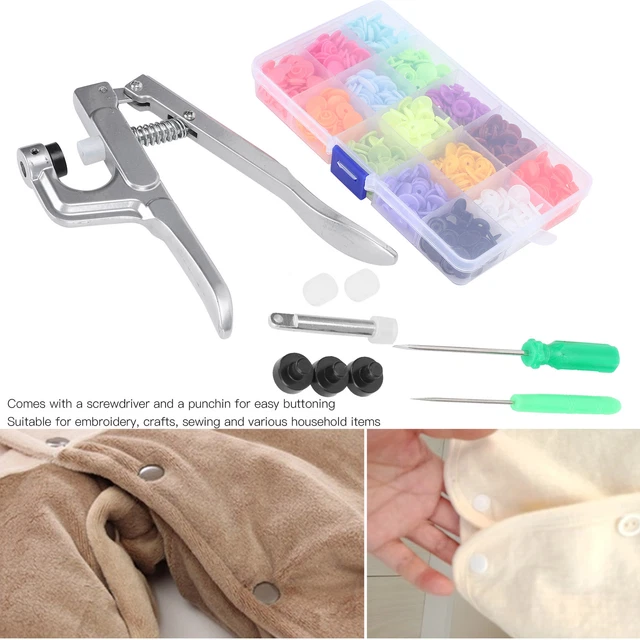 SNAP FASTENERS KIT Sewing Button Punching Machine Hand Pressing Pliers ...