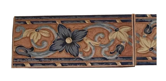5.9" x 11.8" SPAIN Ceramic Terracotta Clay Floral Trim Border TILE Azulev
