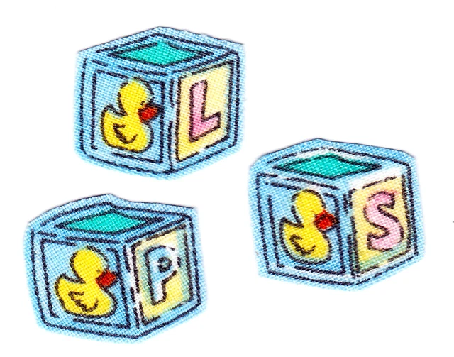 Bloques Suzy's Zoo Tela Aplique Hierro en Juego de 3 piezas J No Bordado Nuevo