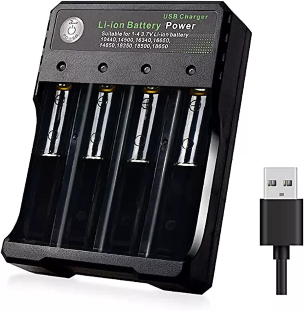 1 2 4 Slots Universal Rechargeable 1865 Li-ion Battery USB Smart Charger AU