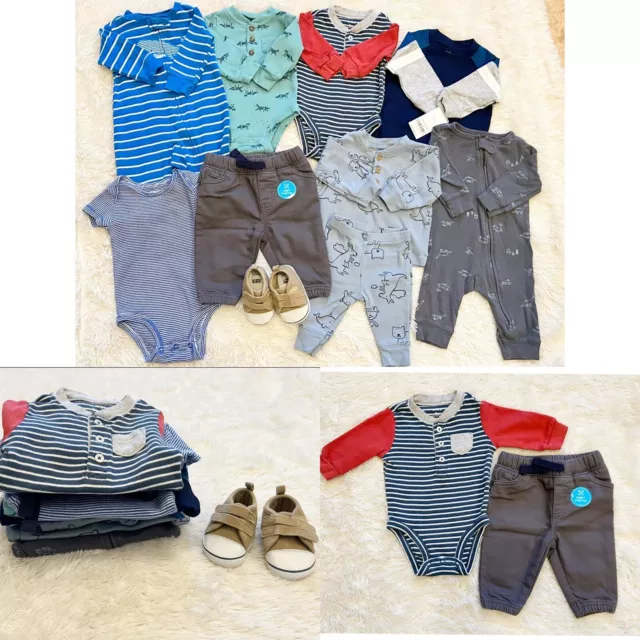 Lot Of Baby Boy Clothes Carters Size 3 Months FALL/WINTER Outfit Jeans Jumpsuit