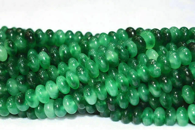 New 5x8mm Green Emerald Abacus Gemstones Loose Beads 15" #KH177