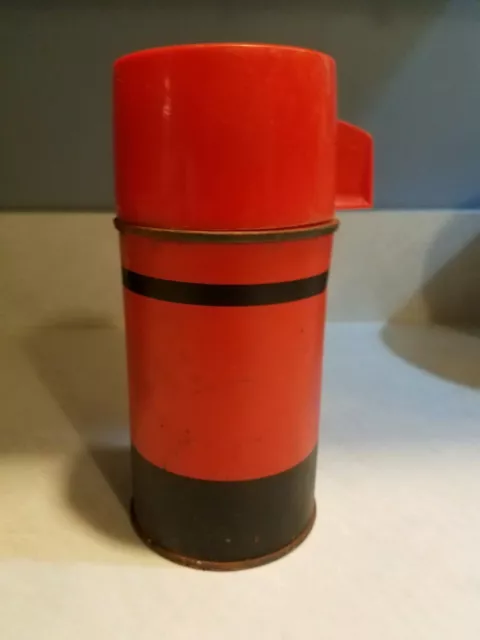 Vintage ALADDIN Metal Economy Thermos Red & Black No. 38 Half Pint 1960's