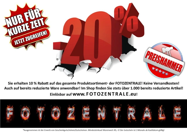 20 % RABATT-Gutschein Lizenzfreie Bilder Online-Shop FOTOZENTRALE Gratis Versand