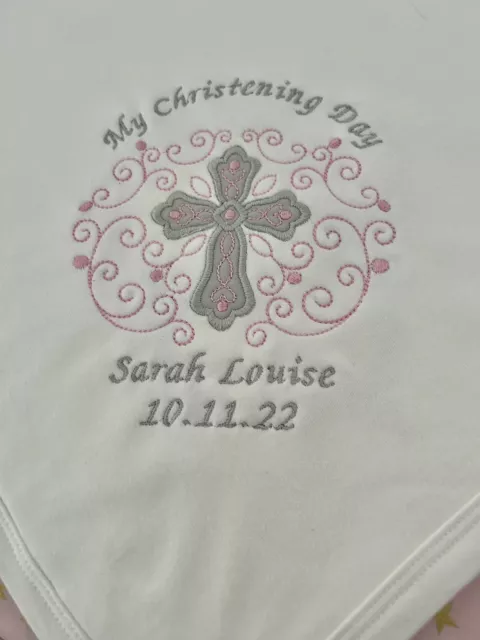 christening / Baptism Day personalised baby shawl/blanket