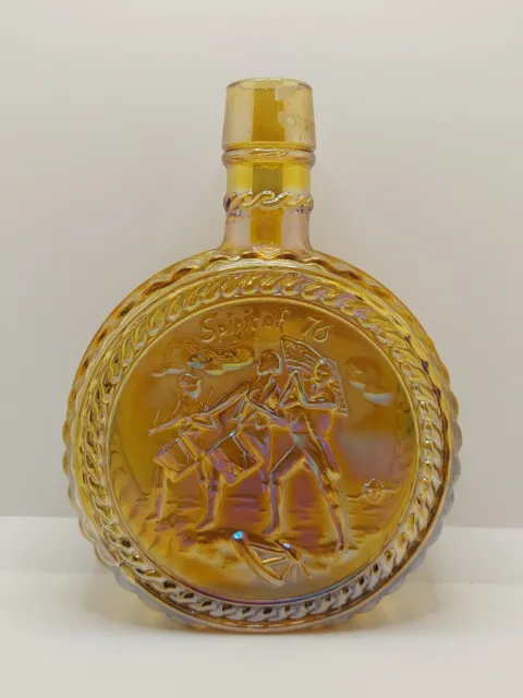 Vintage Holly City Bottle Spirit Of 76 Iridescent Yellow Glass Decanter USA 1374