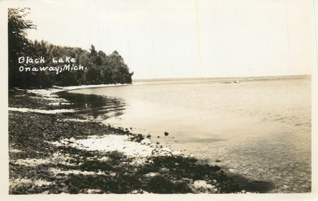 MI Michigan Onaway Black Lake RPPC 1958 Real Photo Postcard