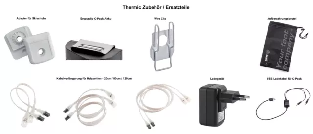 Therm-ic Ersatzteile, Kabel und Zubehör für Heiz-Sohlen und C-Pack Akkus