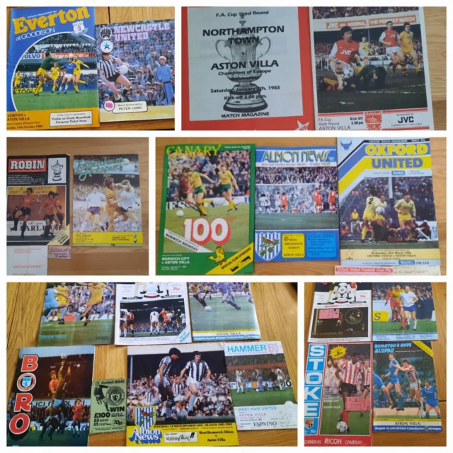 29 x Aston Villa  AWAY programmes Various Years  & Competitions From The  1980's