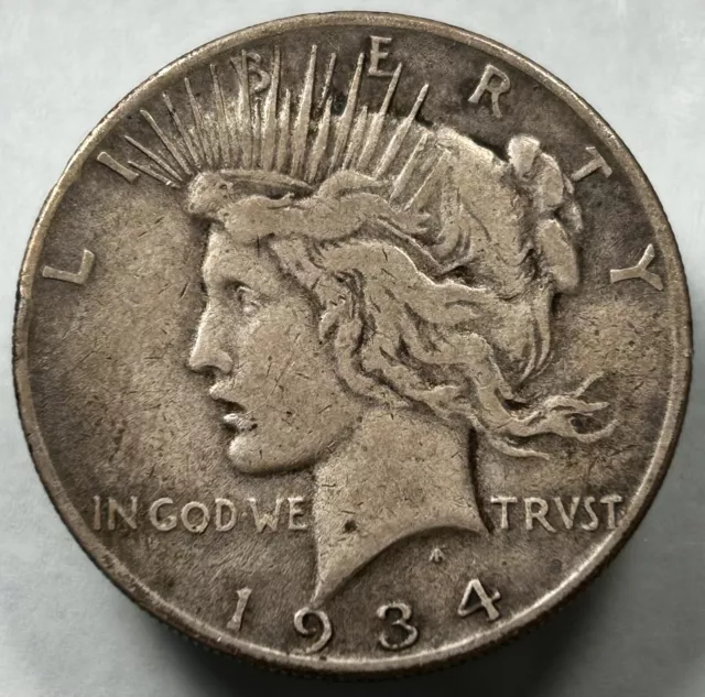 1934-S Peace Silver Dollar Fine Better Date $1 US Coin