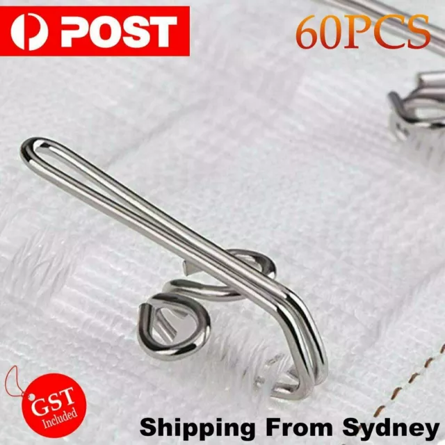 60 PCS CURTAIN GATHERING HOOK 28mm Pencil Pleat Small Gather Metal Gather Hooks