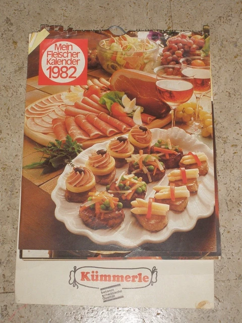 ALTER FLEISCHER KALENDER 1982 Metzgerei Kümmerle Göppingen mit Rezepten